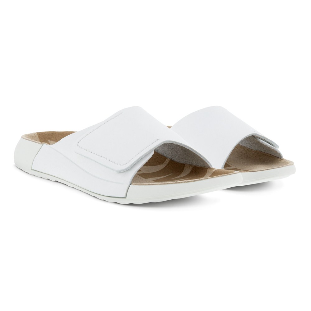 ECCO Womens Slides White - 2Nd Cozmo Sandal - VJS-639780